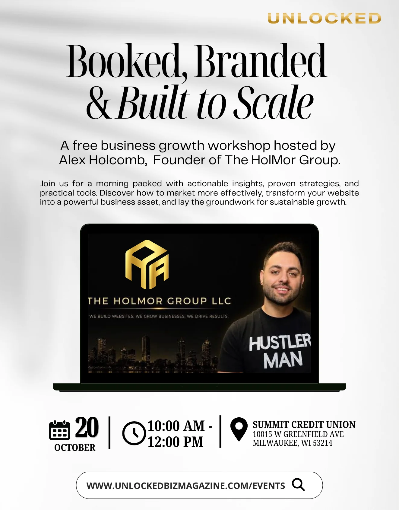 Booked, Branded & Built to Scale flyer